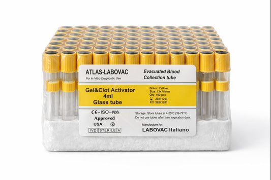 Gel & Clot Activator Blood Collection Tube Yellow Cap 4ml – Glass (IVD)