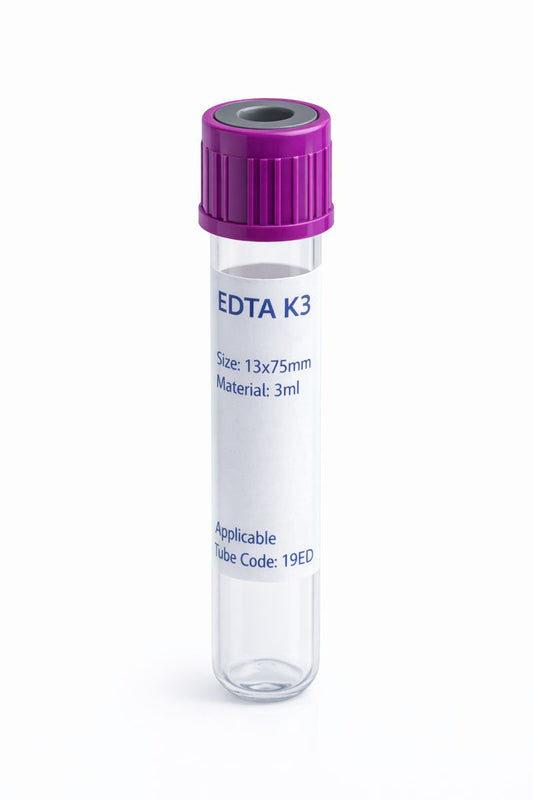EDTA K3 Vacuum Blood Collection Tube – Purple Cap | 3ml | 13×75mm | Pack of 100