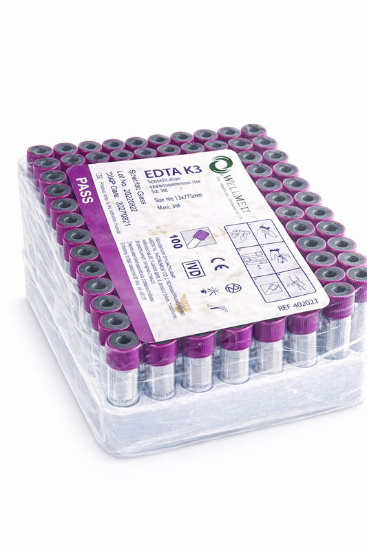 EDTA K3 Vacuum Blood Collection Tube – Purple Cap | 3ml | 13×75mm | Pack of 100