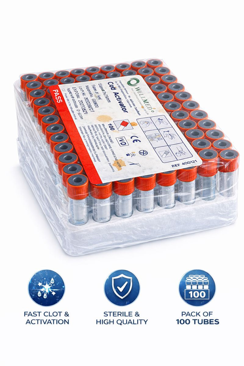 Cold Activator Vacuum Blood Collection Tube – Red Cap | 4ml | Pack of 100 | Laboratory Use